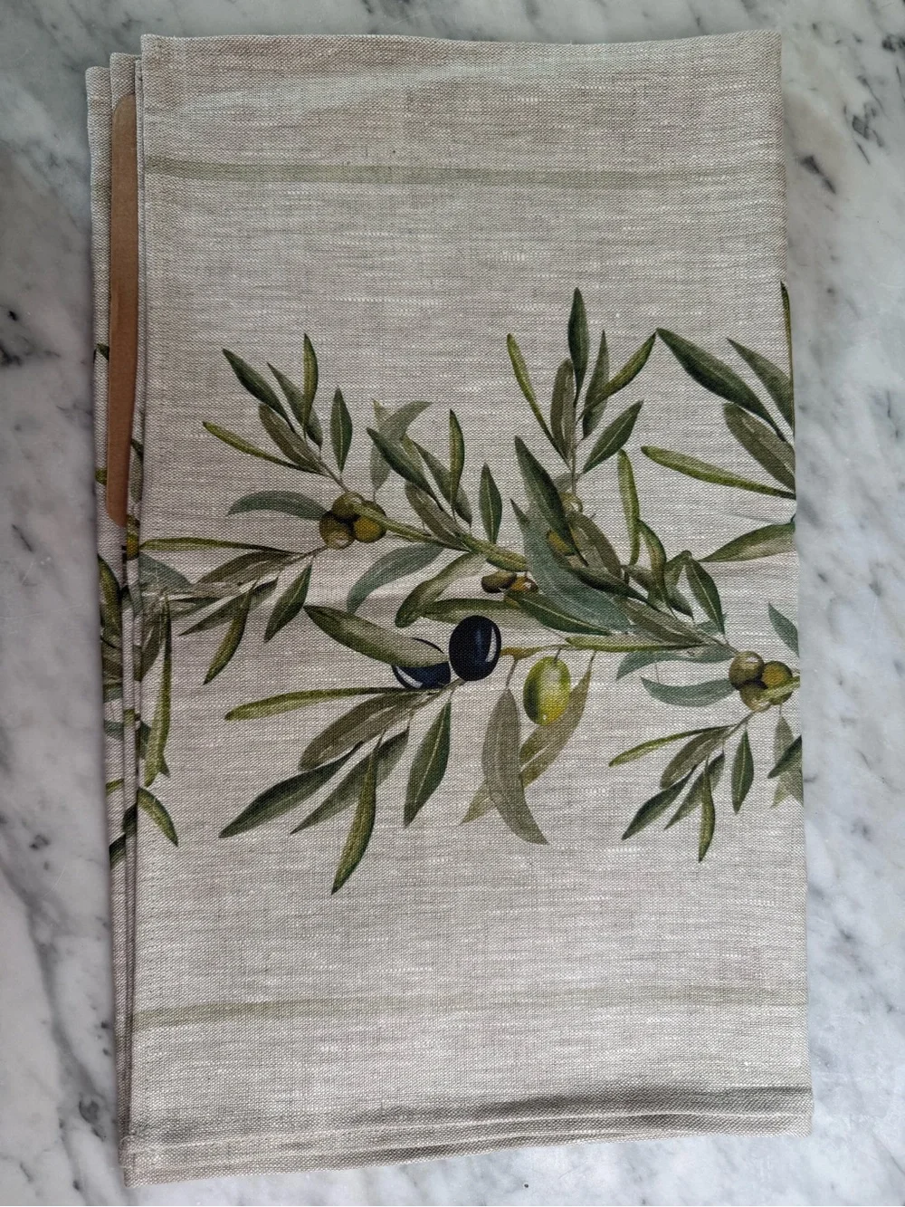 Art on Linen 18” x 90” Handmade in Lithuania Olive BranchTable Runner NWT